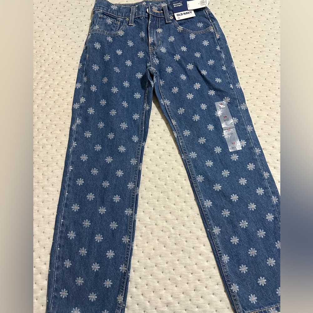 Girls size 10 flower print Old Navy jeans. NWT